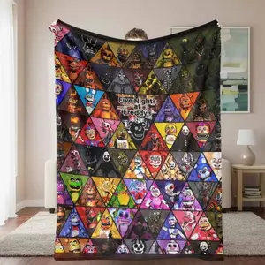 Five Nights At Freddy's Flannel Blanket Warm nap Blanket FNAF Characters Inspired Print Lightweight Cozy Warm Soft Durable for Home Bedroom Living Room Sofa Office Camping Sleepovers Gifts All Seasons Halloween