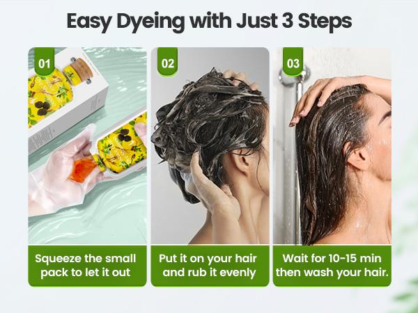 Limer, Multi-color,Bubble Hair Dye Shampoo,6-in-1 Instant Tinte de Cabello,Herbal Ingredients,Gray Coverage,Non-stained Skin,Plant Haircare(10packs)