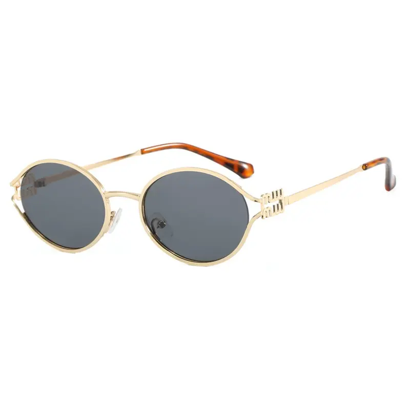 Retro Oval Sunglasses for Women Men Small 90s Sun Glasses Trendy Gold Frame Round Shades Cute Designer Sunnies