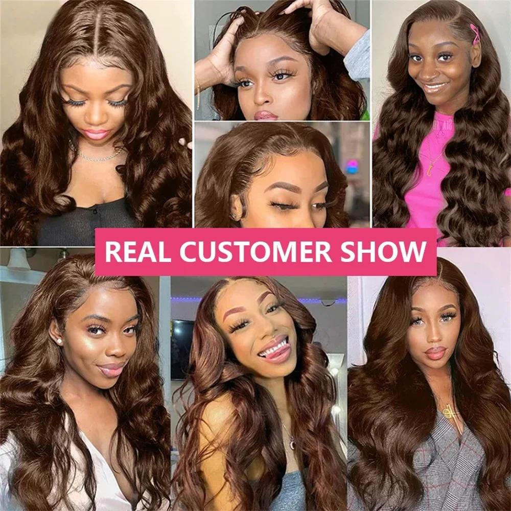 Bling Hair 13x4 Chocolate Brown Body Wave Lace Front Human Hair Wigs For Women Brazilian Body Wave 13x6 Hd Lace Frontal Wig Human Hair Wig Chocolate Brown Wavy Transparent Lace Front Wig TikTokShopBlackFriday