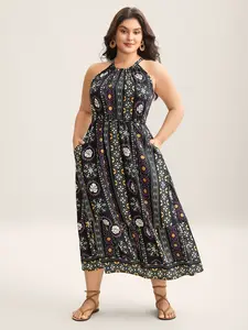 【Pocket Approved】 BLOOMCHIC Rayon Tropical Boho Print Stretchy Maxi Dress 2026 Summer Vibes Swimweek