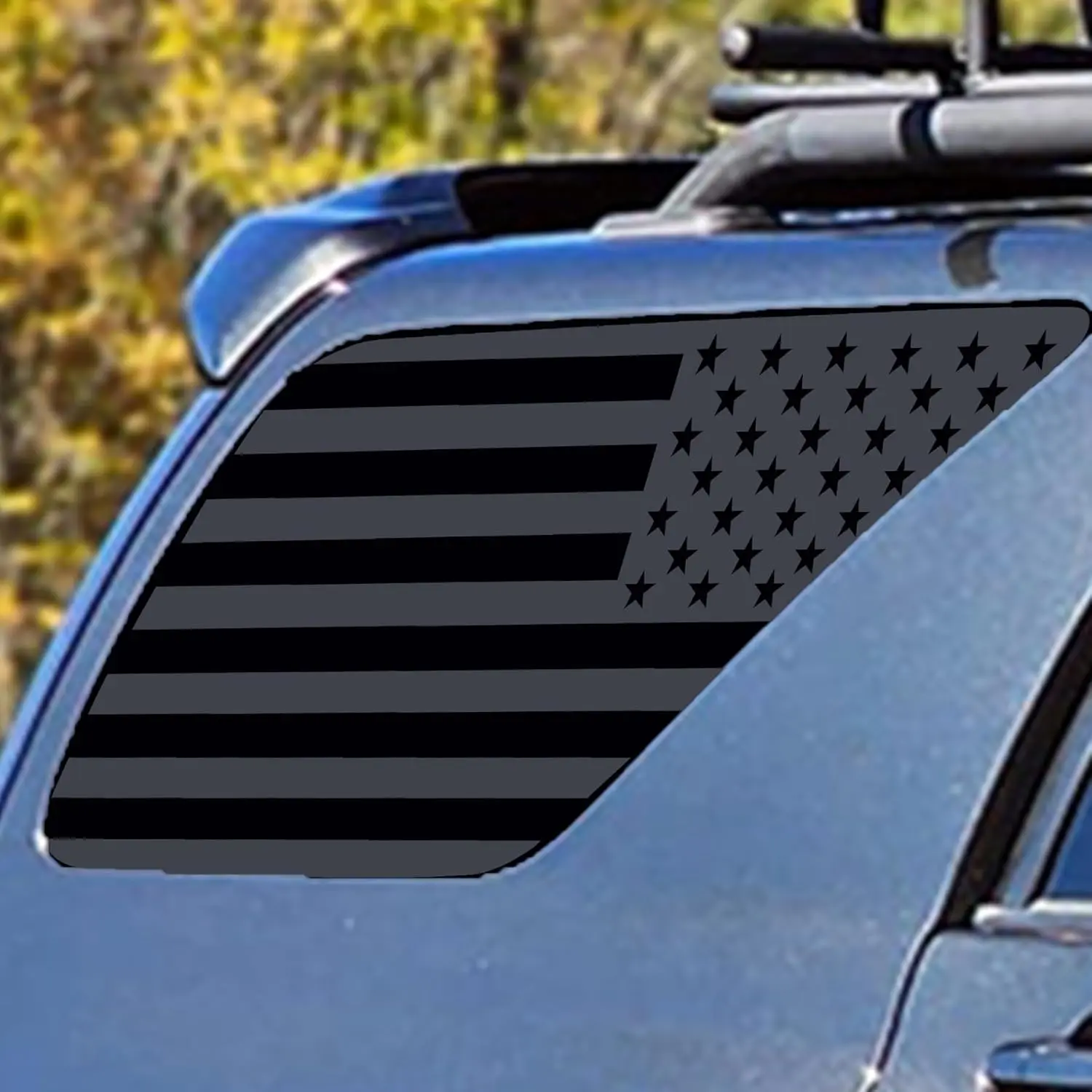 Matte Black American Flag Vinyl Automotive Decals for 2003-2009 Toyota 4Runner Rear Side Window, Single-Use Decals Vehicle for Truck Back Window Decor, Ultra-Thin