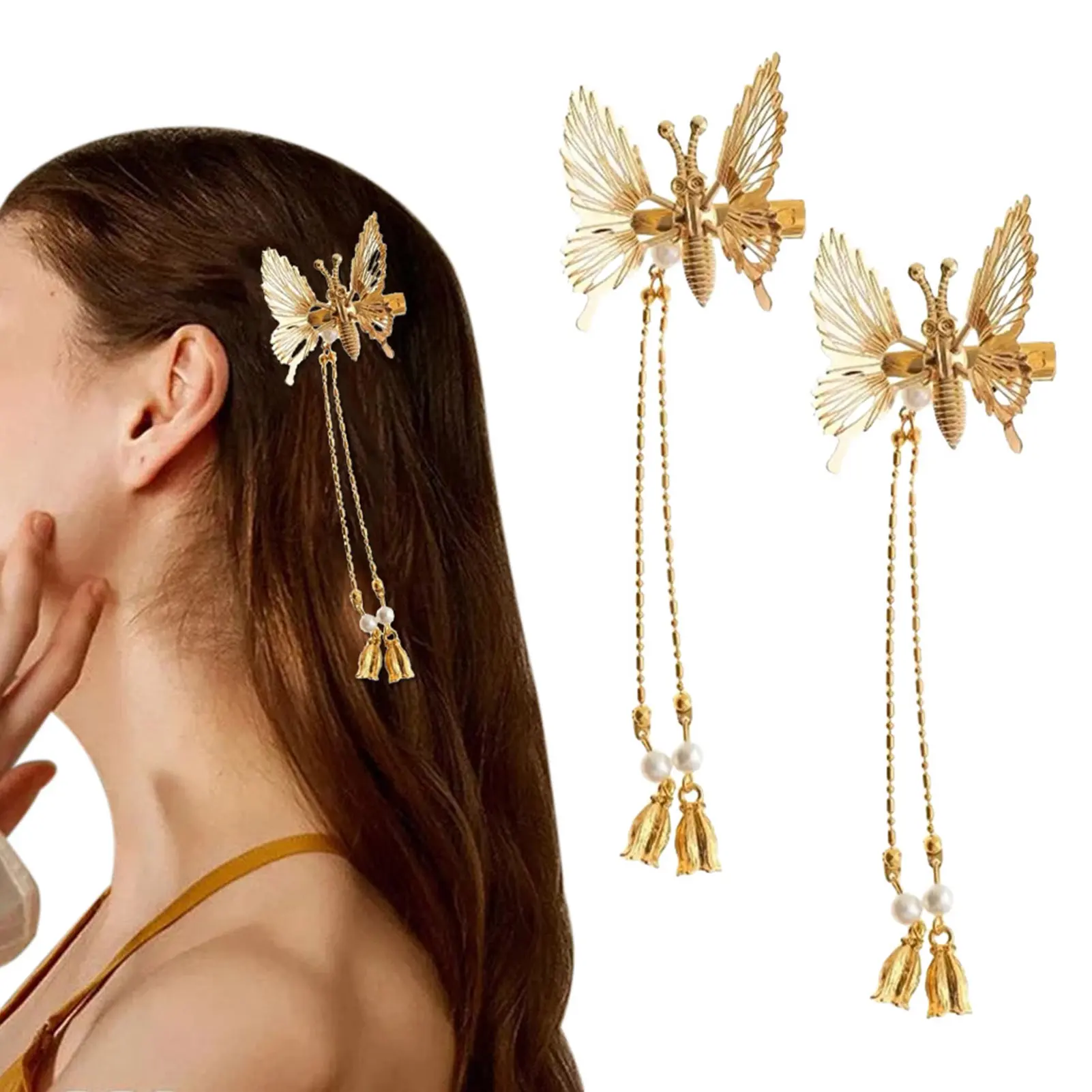 2 PCS Moving Butterfly Hair Clips for Thin Hair Women Mini Butterfly Clips,Small Butterflies Hair Barrettes for Thick Hair Cute Hair Pins Clamps for Girls Hair Styling Accessories