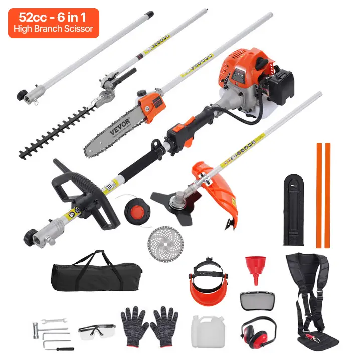 【summerfinds】VEVOR Gas Hedge Trimmer, 5 in 1 gas hedge trimmer for landscaping, 63CC 2-Cycle Multi-Tool with Pole Saw, Brush Cutter (3T & 40T Blades), String Trimmer + Protective Gear - Heavy-Duty Yard Tool