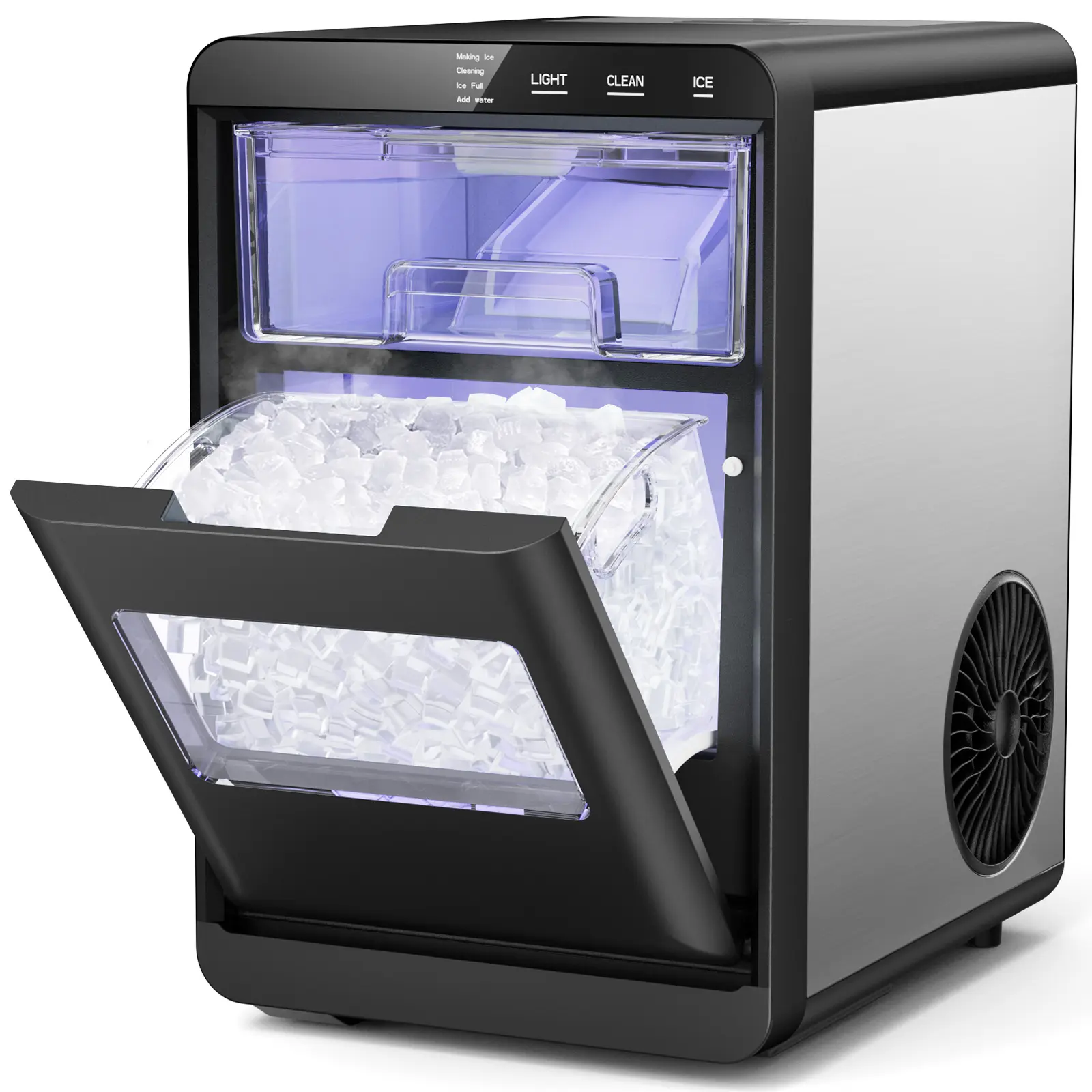 Countertop Nugget Ice Maker, 44Lbs/24H Chewable Pebble Ice Maker with Ice Scoop & Basket, Self-Cleaning Machine for Home & Kitchen (Not a Freezer)