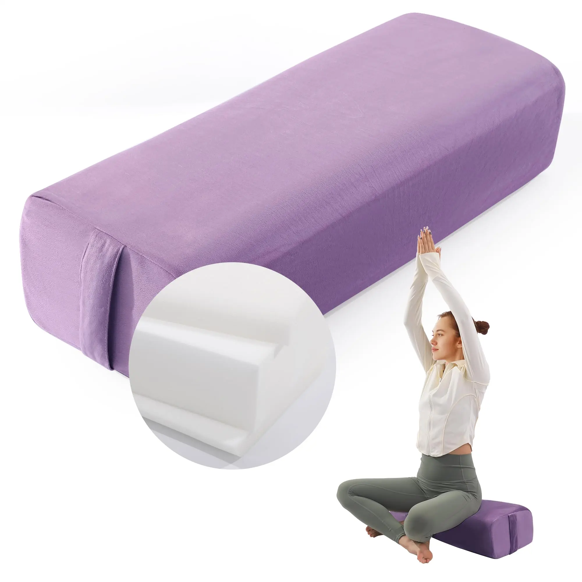 HOMBYS Yoga bolsters, pillows, headrests, back cushions,mat pillows– Soft Meditation & Stretch Support Cushion for Relaxation, Yoga & Stress Relief Yoga Equipment Pilates Equipment -- holder clip