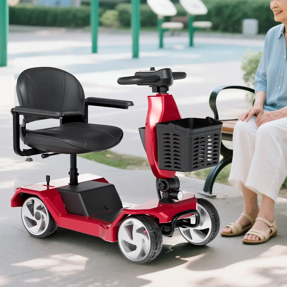HOMYKING 4-Wheel Electric Mobility Scooter, Foldable & Compact for Adults & Seniors with Cushioned Seat, 300lbs Capacity, Compact Fold, Elderly, Mobility Aid, Motorized Scooters, Unisex, 300 Lbs Cap., 300Lb Capacity Cushion, Portable Scooters tiktokshopba