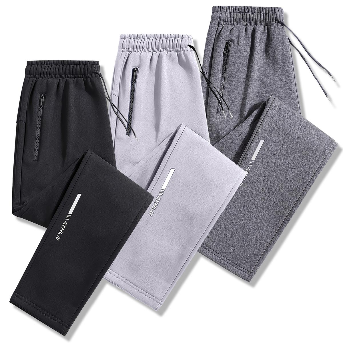 3-Pack Men's Sport Pants, Ice Silk & Breathable, Regular Fit, Fashionable for Sports, Outdoor Activities, Gym & Running