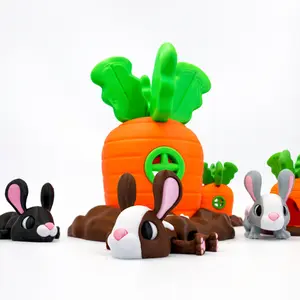 Bunny & Carrot Home – Cute Spring Bunny Decor | Easter Bunny Decor | Kawaii Bunny Figurine | Spring Shelf Decor | Bunny House Scene