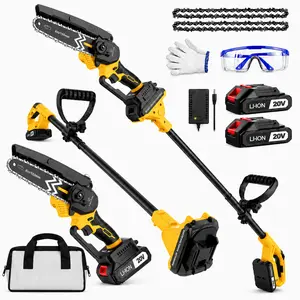 Cut Branch Effortlessly!Portable Cordless Pole Chainsaw：Available with Extension Pole .2 Batteries+Carrying Bag+ Accessories. Perfect for Yard Work, Tree Trimming & DIY Cutting. Chainsaw strap shoulder,Father's day, SummerWins chain