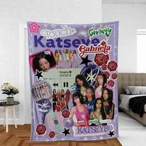 Katseye Blanket, KATSEYE Beautiful Chaos Tour Printed Fleece Blanket, Soft Cozy Lightweight Plush Microfiber Throw, HD Print, Unique Trendy Christmas Gift for Sofa & Home, katseye merch, tour blanket, fan gift, aesthetic blanket, cozy throw