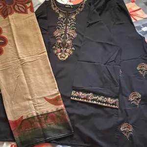 3pc suit short top with palazzo                                             Fabric: Dhanak                                                                         Size available: Large only