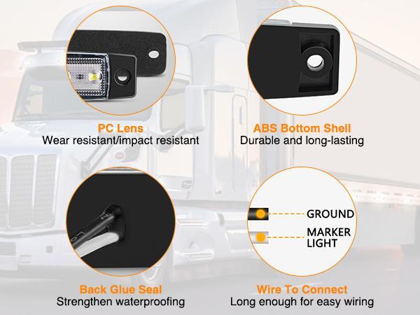 Nilight 10PCS 3.8” 6LED White LED Indicator Light Truck Camper Side Marker Light Marine Boat Stern Light Yacht Kayak Sailboat Trailer Bus RV Clearance Light 12V DC