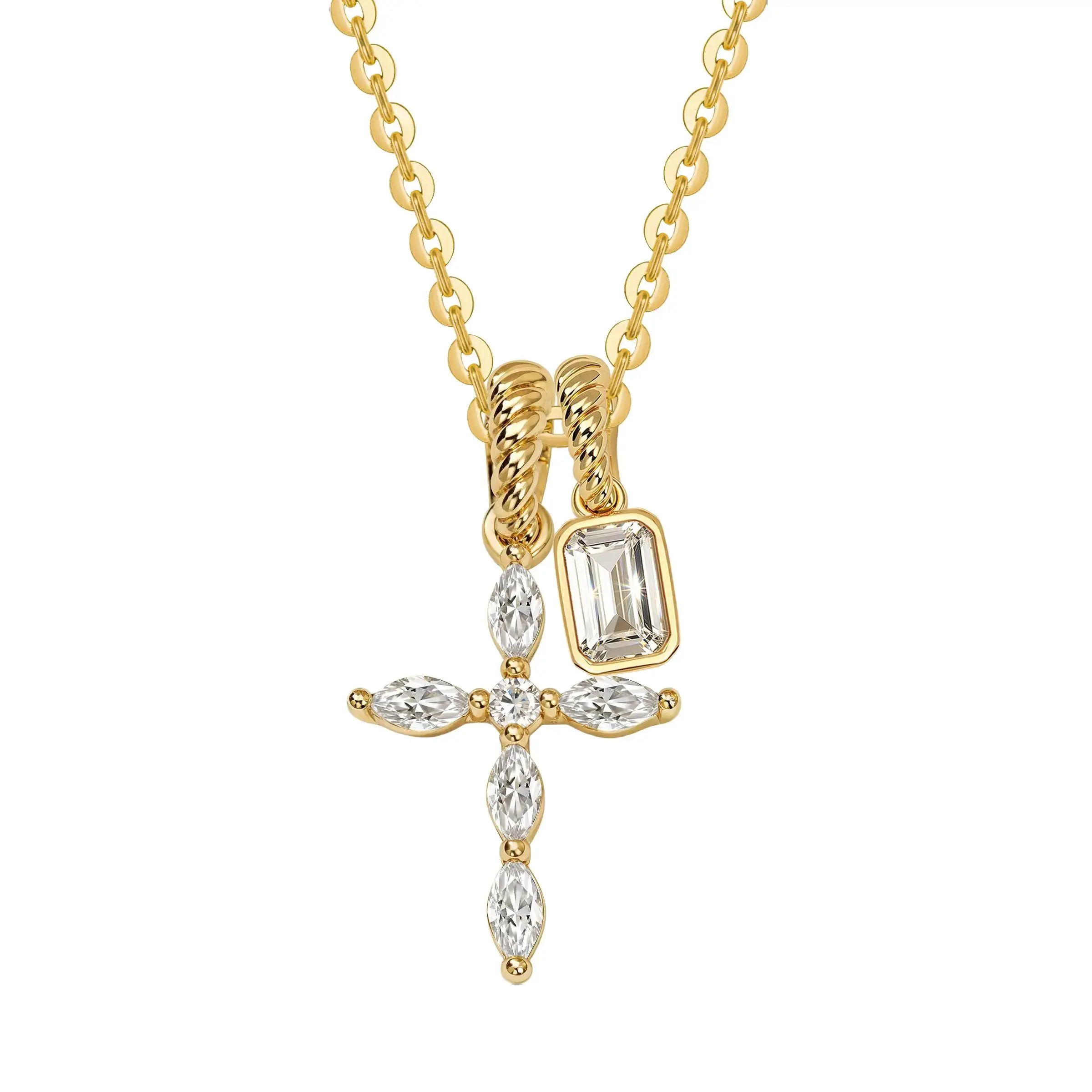 Fettero Women's Gold-Plated Cross Necklace, Dainty Copper Chain with CZ Stones, Tarnish-Proof Faith Jewelry, Exquisite Jewelry Gift for Christmas, Tarnish Proof Jewelry
