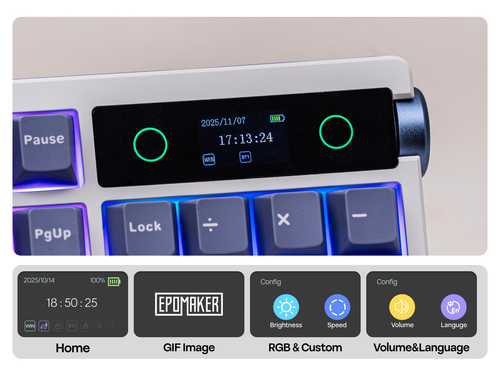 EPOMAKER TH108 PRO Full Size Mechanical Keyboard with Screen & Knob Wireless Gaming Keyboard Gasket South-Facing RGB Backlight Hot-Swappable Custom Driver for PC/Mac creamykeyboards TikTokShopSpringGlowUp EPOMAKER TH108 PRO Full Size Mechanical Keyboard with Screen & Knob Wireless Gaming Keyboard Gasket South-Facing RGB Backlight Hot-Swappable Custom Driver for PC/Mac creamykeyboards TikTokShopSpringGlowUp