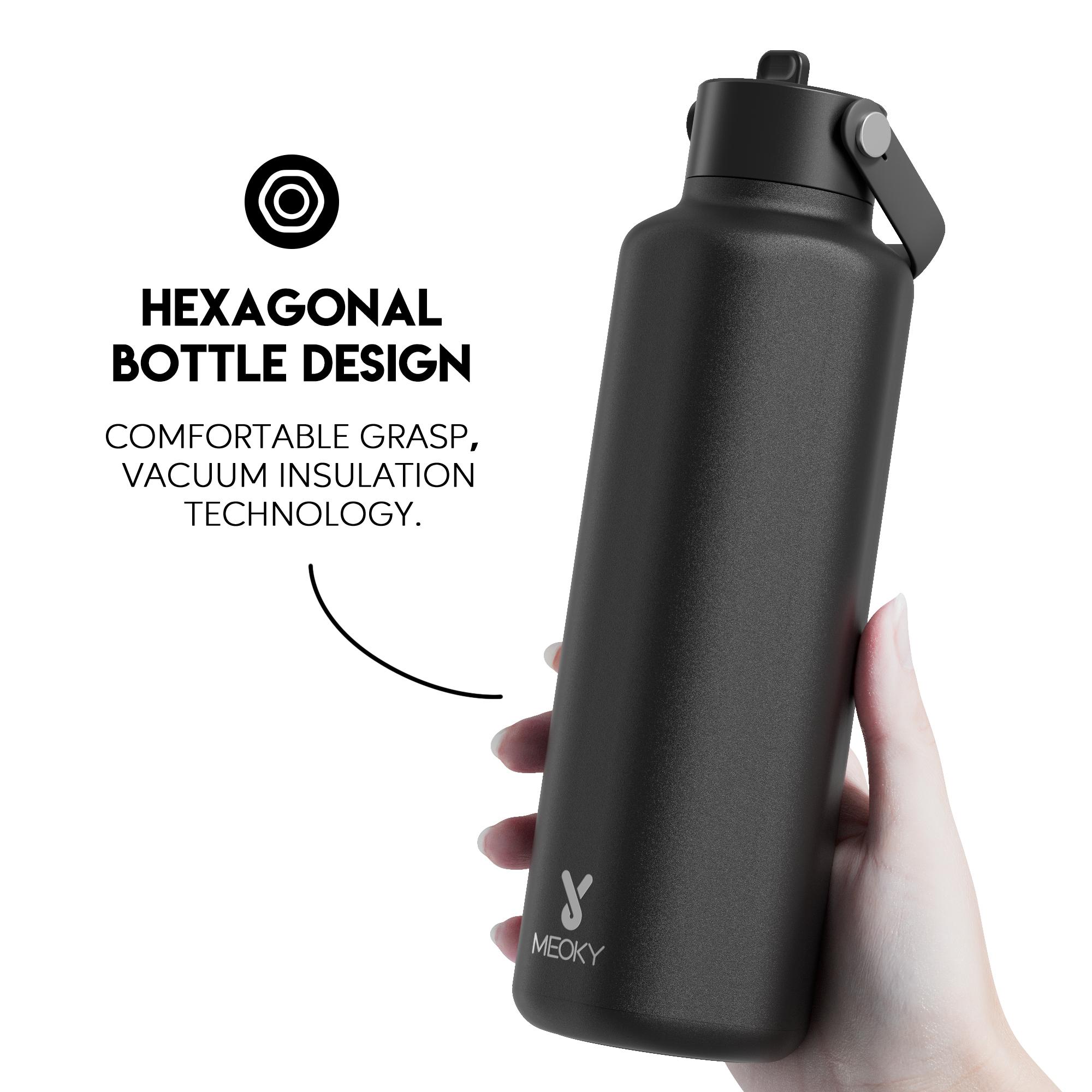 【Meoky 】24oz Hexagonal Stainless Steel Thermos Mug, Lightweight and Easy to carry, Soft Silicone Handle Design, Multifunctional Cup Lid, Non-slip and Leak-proof, Insulated For 8 Hours, Refrigerated For 24 hours,  office and travel