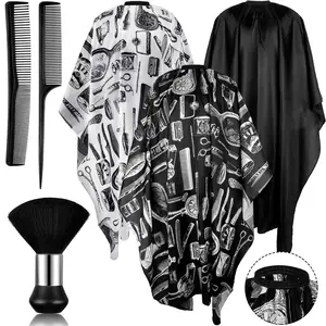 6Pcs Professional Salon Barber Capes Waterproof Hair Cutting Capes with Neck Duster and Combs Brush with Adjustable Snap Closure for Women Men Hair Stylist Barbershop Hairdressing