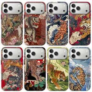 Vintage Tiger Collage Tough Phone Case – MagSafe Compatible, Shockproof Anti-Drop, Glossy Scratch-Resistant Full Protection for iPhone