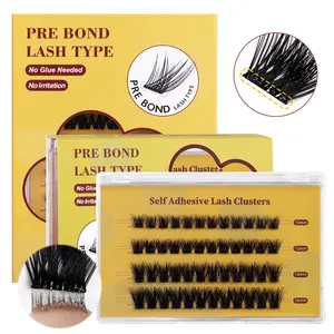 lash clusters,Pre-Glued Self-Adhesive DIY Lash Clusters Kit – 10-16mm 48Pcs with Tweezers, Ultra Dense Waterproof Long-Lasting, No Extra Glue Needed, Beginner-Friendly for Home, Daily, Party Use
