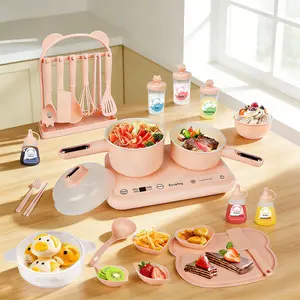 Partyfarm Mini Kitchen Kid Cooking Real Sets Toys for Food, Safe Double Stove