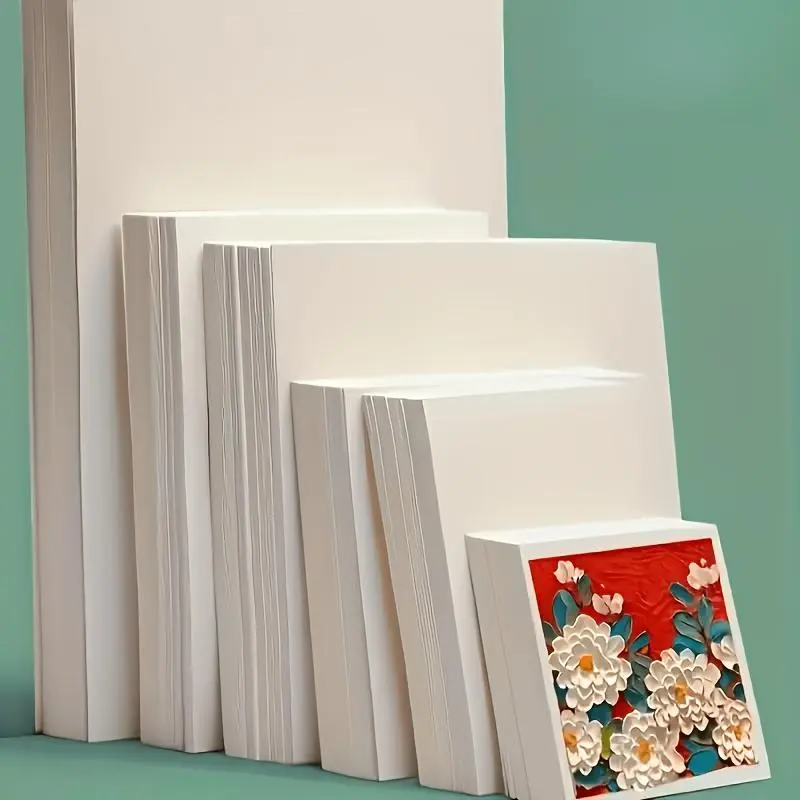 150 high-quality square canvas papers, suitable for artists - perfect for oil painting and pastel painting, ideal for creating dynamic abstract artworks. They are bound in loose pages. [Free one roll of 20 meters of detachable artist masking tape] Diy Art