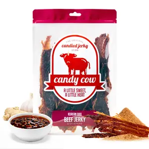 Candy Cow Korean BBQ, 5oz Bag, Sweet Candied Beef Snack – Sweet & Smoky K-BBQ Glaze, Gochujang-Inspired, Zero Heat, Caramelized Brisket, Resealable