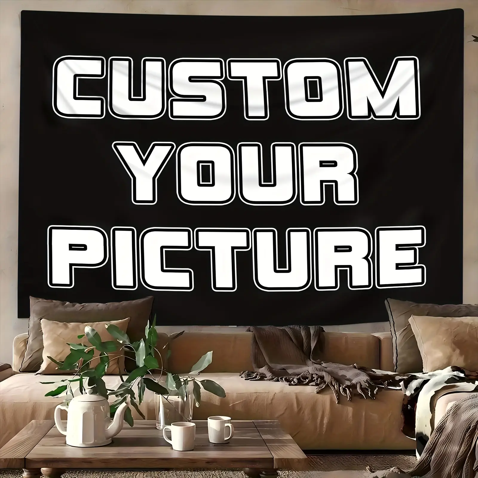 Custom Photo Tapestry  - Personalized Durable Woven Fabric Wall Hanging with Your Own Text/Imagel, Living Room Decor