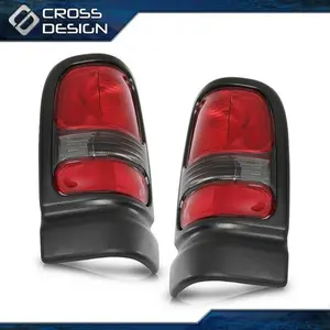 CROSSDESIGN Smoke Tail Lights Lamps Left & Right Set Fit For 94-02 Dodge Ram 1500 2500 3500