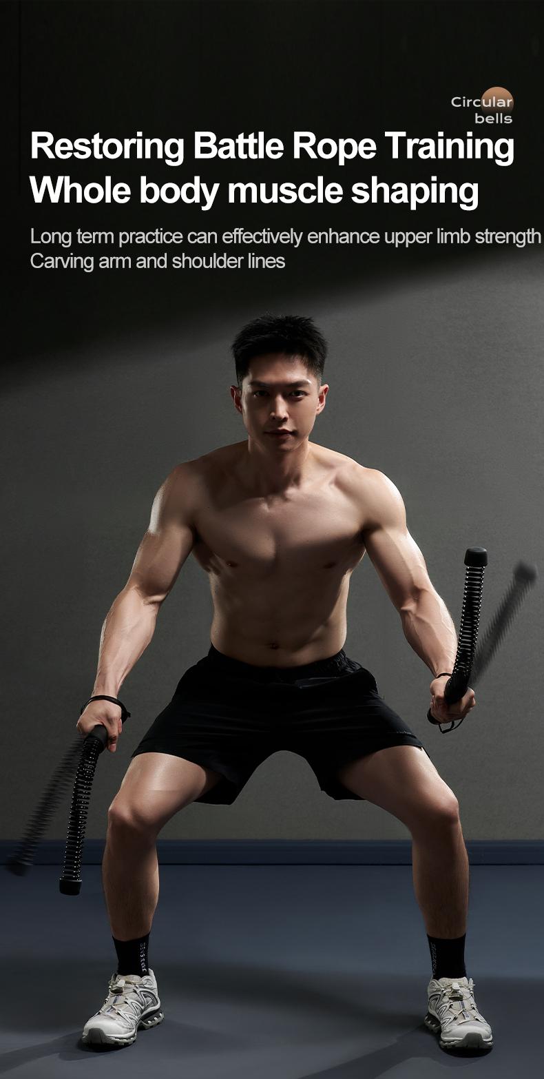 IPO Cordless Battle Ropes for Home Gym Weighted Workout Ropes for HIIT No-Jump Full-Body Exercise Ideal for Men Women Fitness Equipment Festival Gift 1625g 48x30x5cm Workout Training Equipment