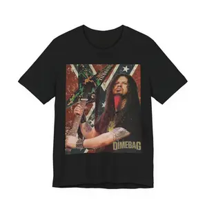 Dimebag Darrell Portrait Tee | Guitarist Graphic, Confederate Flag Background