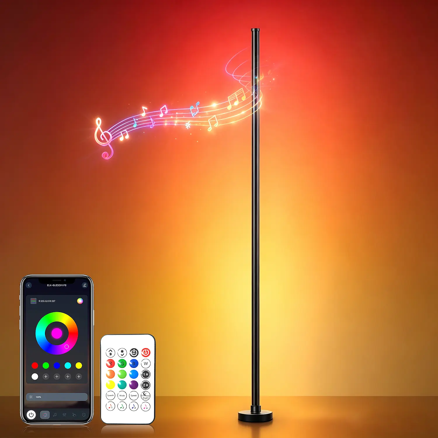 Floor Lamp RGBW Color LED Floor Lamp with Remote&APP Control | LED Floor Lamp Reading Lamps USB Powered Multi Modes Adjustable Standing Tall Lamp for Living Room, Bedroom,Office