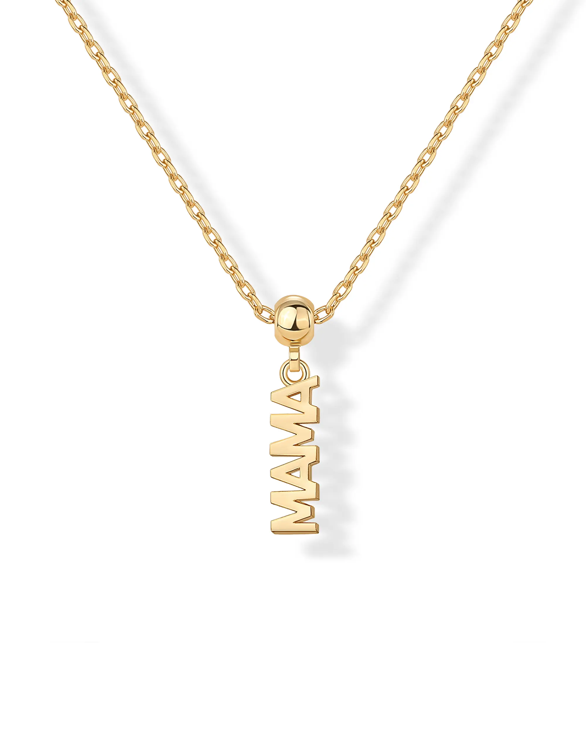 PAVOI 14K Gold Plated Dainty Dog Tag Charm Pendant Mom Necklace for Women - Gold Adjustable Sliding Chain Mama Necklace Jewelry for Mothers Day - Mommy to Be Gift Customizable Removable Charm Pendant