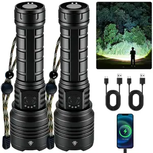 SYADOO 5000mAh Rechargeable Flashlights 2 Pack, Super Bright 10000 Lumens Flash Light, 5 Modes Zoomable Linternas with Power Indicator, Powerful Handheld LED Flashlights for Home Emergencies Camping, with Emergency Charging for Your Phone #Summervibes tik
