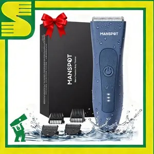 Manspot Premium Electric Body Hair Trimmer for Men - Waterproof Wet & Dry Groomer, Rechargeable Cordless Clippers for Chest Back Arms - Gym Ready Travel Friendly Green Trimmer with Comfort Design-dealsforyoudays