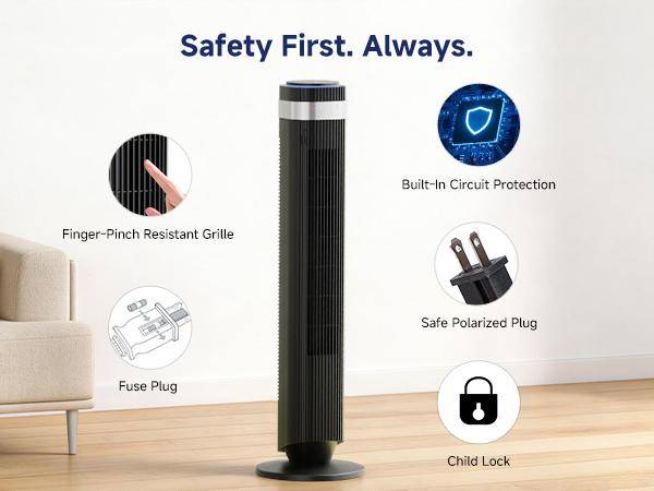【New】Tower Fan for Bedroom, 28dB Silent Standing Fan with 12H Timer, Smart Auto Mode, 64° Oscillating Bladeless Cooling Fan for Home Office