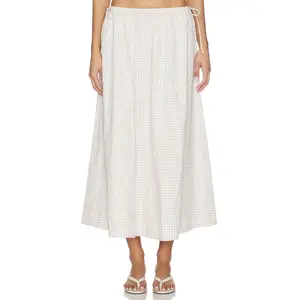 Elodie the Label Vionnet Skirt in Taupe Gingham