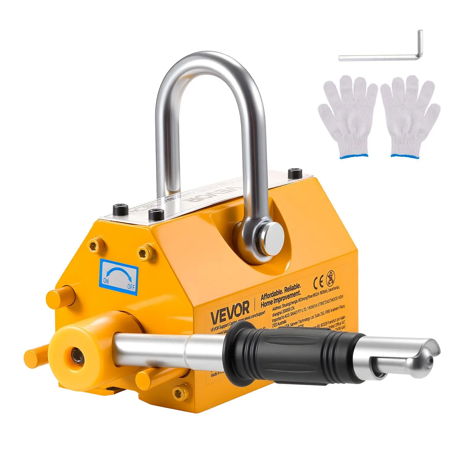 【SummerFinds】VEVOR Permanent Magnetic Lifter, 880 lbs Pulling Capacity, Heavy Duty N42 Neodymium Lifting Magnet with Release Handle and Steel Hook, Used in Shop Crane and Hoist, for Lifting Plate Steel, Board