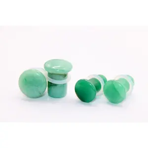 Natural Crystal Aventurine Green Stone Single-Flare Plugs-Gauges for Stretched Ears, Crystals
