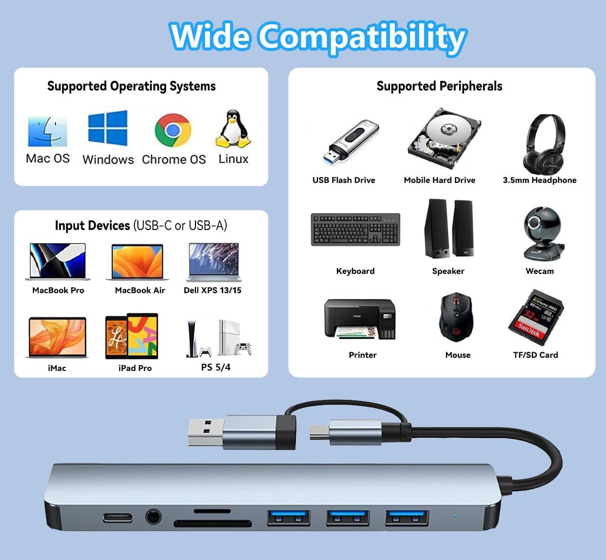 USB C Hub 10 in 1 Splitter Expander 8 Port Multiport Adapter 4 USB 3.0 Ports 1 USB-C Jack TF/SD Card Reader 3.5mm Aux Ports Audio Aluminum Output for iPhone 16 17 For MacBook Pro/Air For iPad iMac XPS Thinkpad Laptop Galaxy Phones High-Speed Data Transfer USB C Hub 10 in 1 Splitter Expander 8 Port Multiport Adapter 4 USB 3.0 Ports 1 USB-C Jack TF/SD Card Reader 3.5mm Aux Ports Audio Aluminum Output for iPhone 16 17 For MacBook Pro/Air For iPad iMac XPS Thinkpad Laptop Galaxy Phones High-Speed Data Transfer