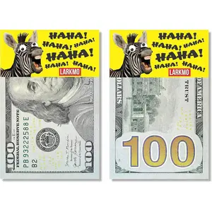 The Pranking Zebra Funny $100 Gag, Realistic One Hundred Dollar Bill Joke Office Prank for Men, Women & Children, Great Practical Joke, Kit of 50 Pieces