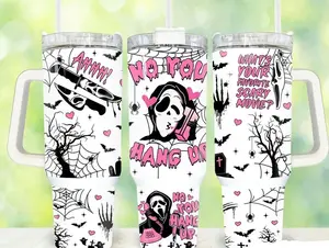 Movies Characters Halloween Ghostface - What’s your favorite scary movie? Tumbler With Handle 40oz  Stainless Steel, Gift For Fan Characters