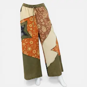 Star Embellished patchwork celestial print pants