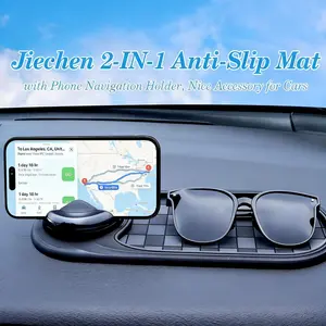 Universal Anti-Slip Car Dashboard Mat with 360° Rotating Phone Holder – Multi-Functional Organizer Pad for Phones, Sunglasses, Keys, and Daily Essentials 1 - CarPlay Mount Slot Screen