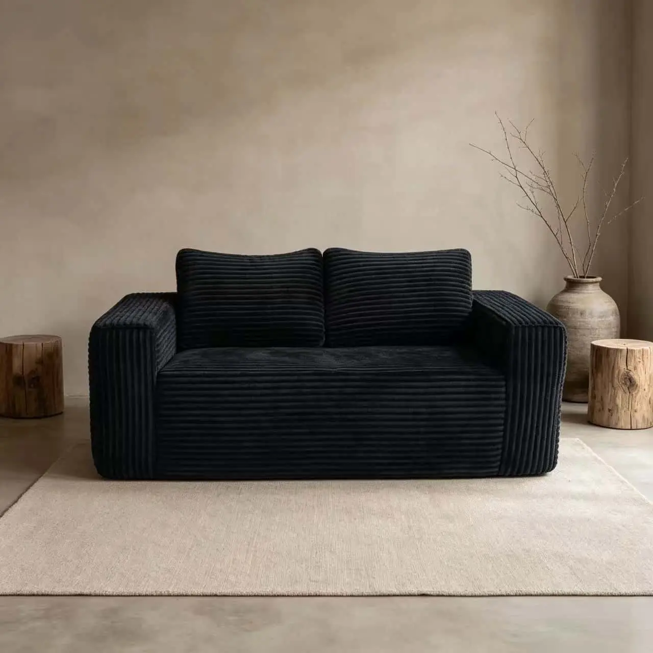 63-in Boneless Frameless Compression Couch - 2-Seat High-Density Foam Cushion Premium Corduroy Sofa, Boneless Couches for Living Room Small Spaces House Furniture