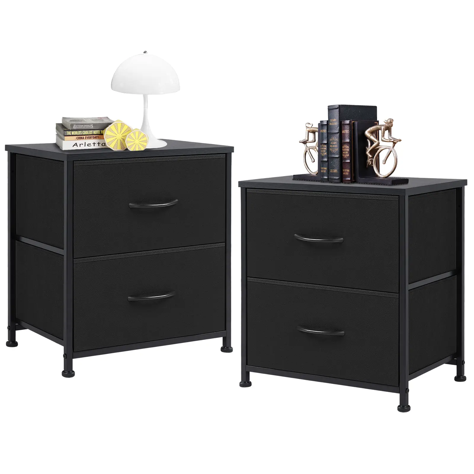 【Summer Sale】Sweetcrispy Drawer Bedroom Nightstand - Tall Fabric Bin Dresser with Steel Frame for Storage Organization, Bedroom Dresser, Room Storage