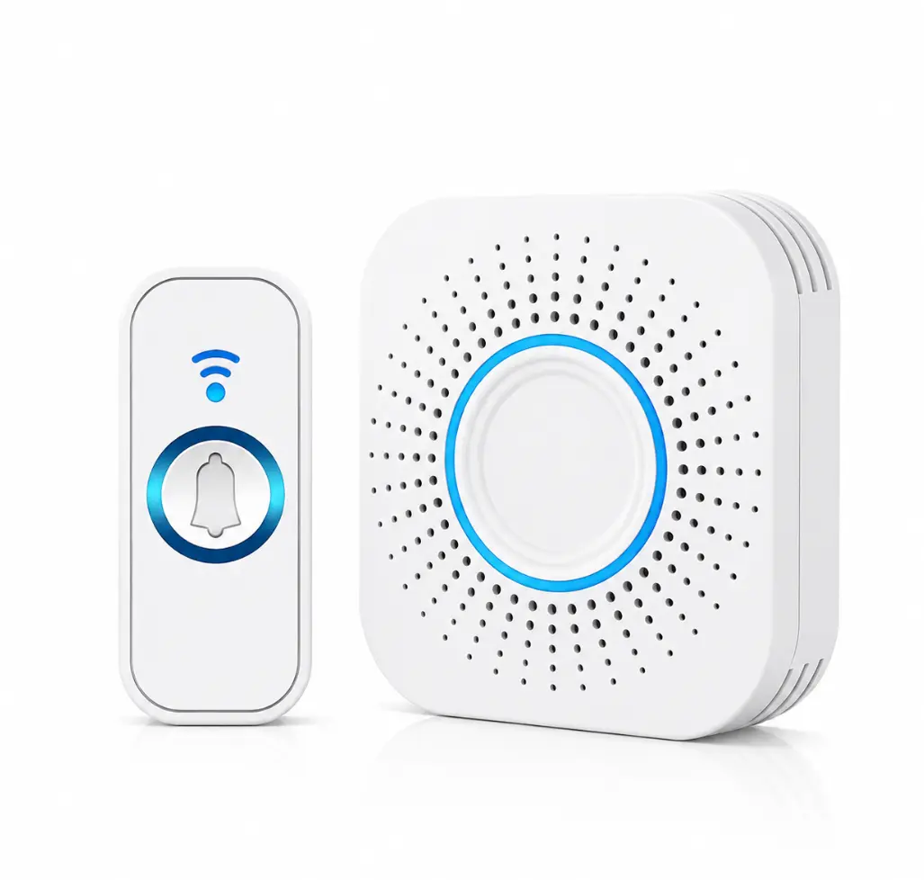 Waterproof Wireless Doorbell Kit Set - 1000ft Range, 5 Volume Levels with Mute Mode, Volume Control, Indoor/Outdoor Use, Easy Setup for Home & Hearing Impaired, Wireless Bell