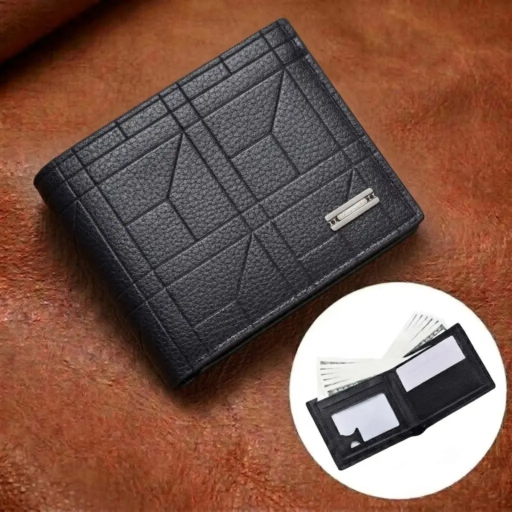 Men's Leather Bifold Wallets - Large Capacity Design with Multiple Card Slots, Coin Pocket, Cash Compartment for Business & Everyday Use