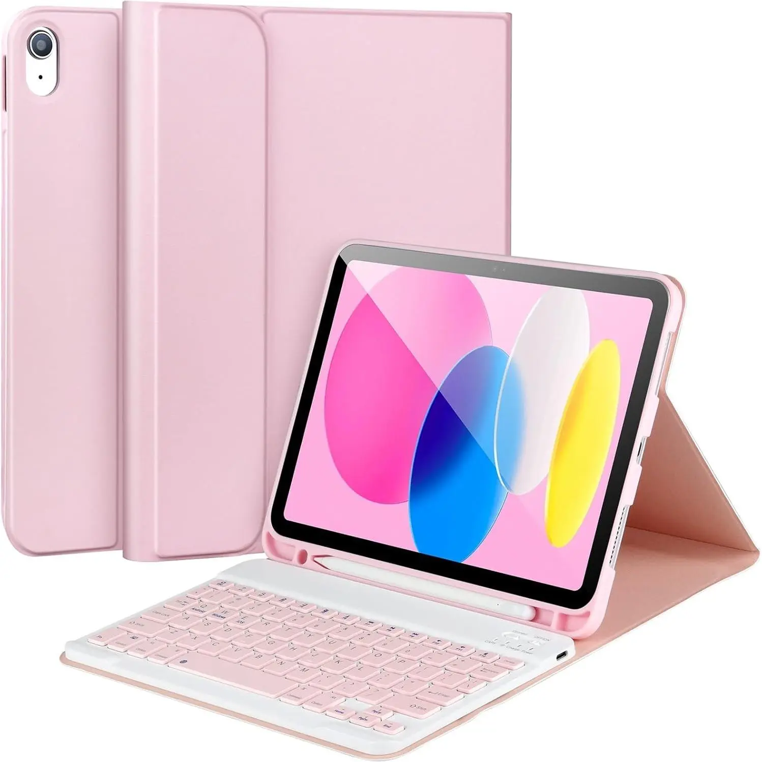 Wireless Keyboard Case for iPad 10th Gen 2022 and A16 11th Gen 2025 (10.9/11-Inch), Tablet Rechargeable Wireless Keyboard Protective Cover with Pen Holder, 1 Pack Tablet Cover Accessory, Tech Accessories