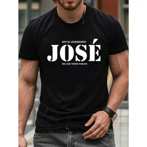 Men'S Jose Legendary Spanish Quote T-Shirt Casual Crew Neck Short Sleeve Summer Tee with Bold Graphic Print Blue Comfortable Fit Classic Unisex Cotton Top