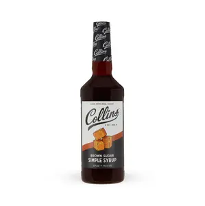Collins Brown Sugar Simple Syrup 32 oz Made with Real Brown Sugar for Craft Cocktails, Baked Goods, & Coffee Drinks - No High Fructose Corn Syrup